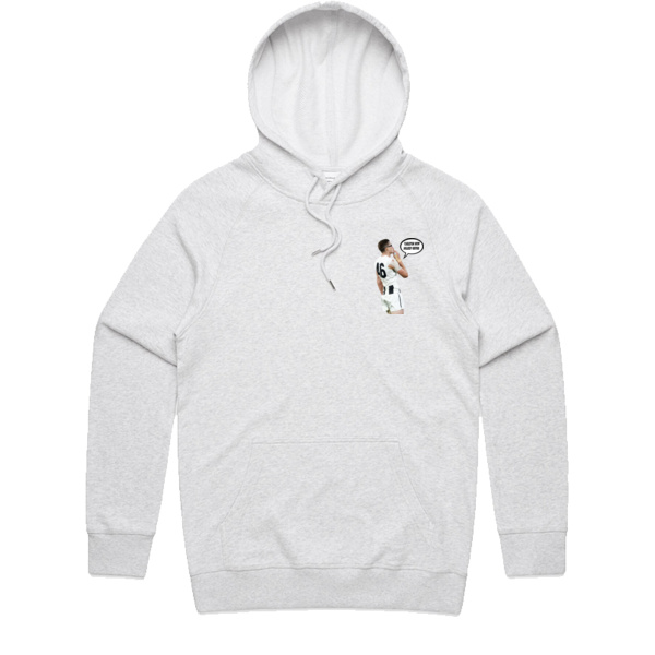 Mason Cox gives the Blues shushs to crowds - Front & Back Thumbnail